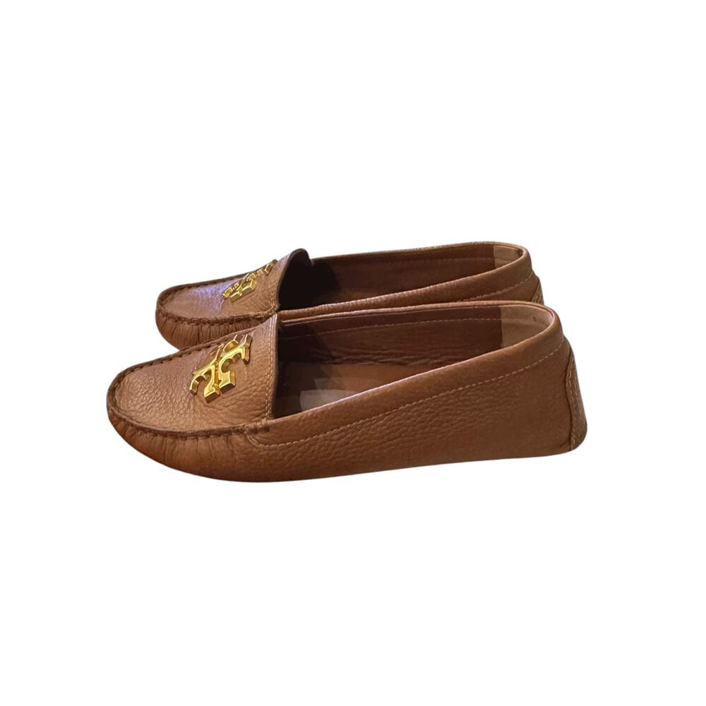 Tory Burch Everly Driver Royal Tan Leather Loafers Women’s 8 w/ Box - Picture 2 of 7